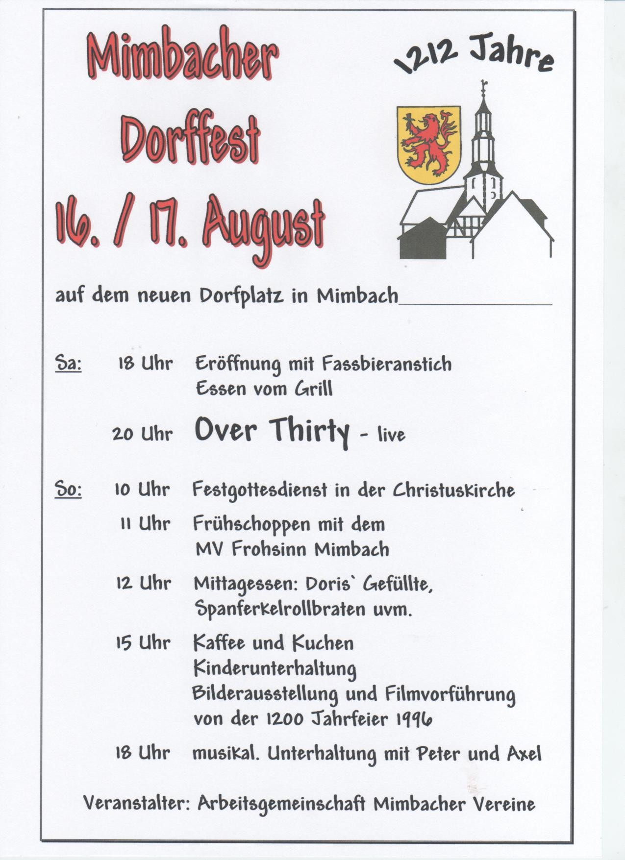 Mimbacher Dorffest am 16. und 17. 07-08